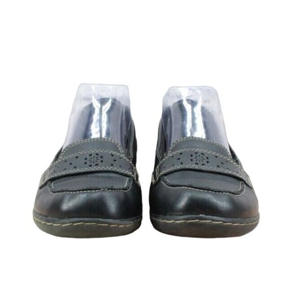Clarks Black Leather Comfort Cushioned Slip On Loafer Shoes Size 7.5 M - Picture 4 of 9